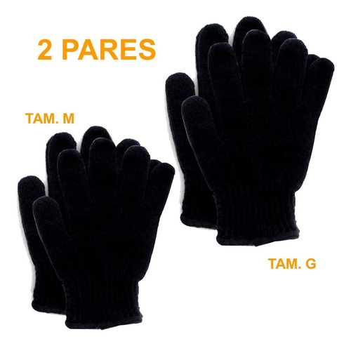 Imagem 2 de 4 de Luva De Frio Yong Bi Preta 2 Pares Tamanho M / G