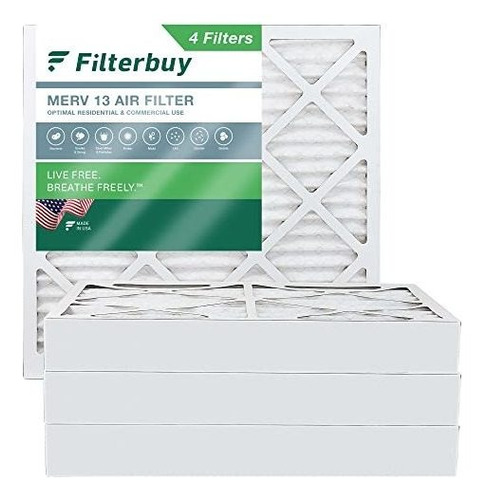 Filterbuy 12x12x4 Merv 13 Filtro De Aire De Horno De Ca Plis