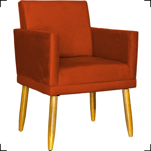 Kit 2 Poltronas Decorativas Para Sala De Espera Reforçadas Cor Terracota Desenho Do Tecido Suede Liso