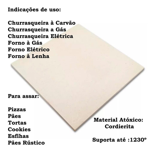 4 Pedra Refratária Para Pizza 45x35 P/ Forno E Churrasqueira