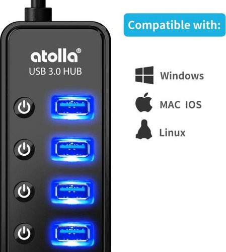 Hub Usb 3.0 Alimentado, Divisor De Concentrador De Datos Usb