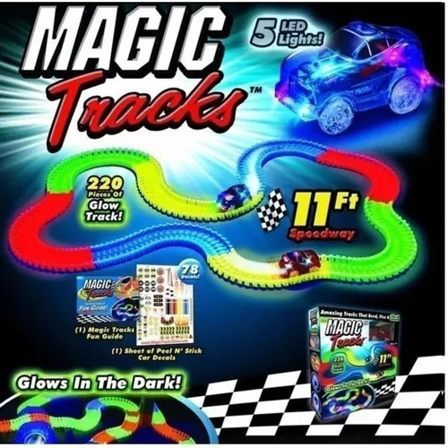 Pista Carreras Magic Track Brilla En La Oscuridad 220 Pz