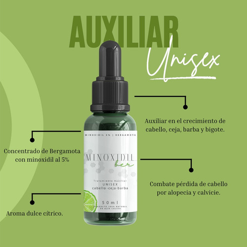 Concentrado Minoxidil5% Bergamota50ml + Cepillo Militarnegro