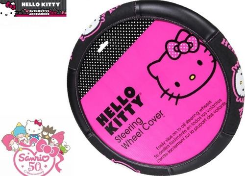 Funda Cubre Volante Negro Rosa  Hello Kitty Original