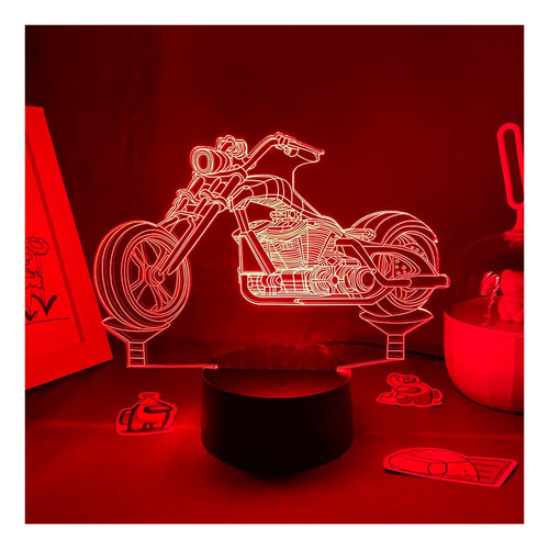 Luz Nocturna Led Con Forma De Motocicleta Con Ilusión 3d, Re