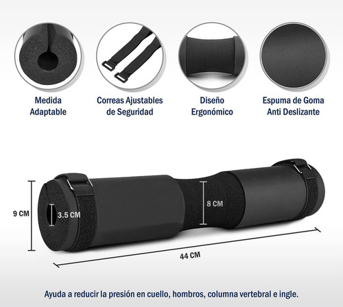 Cojin Protector De Cuello Para Barra Olimpica Sentadilla Color Negro