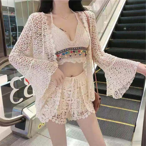 Conjunto Playero 3 Piezas Tejido Kimono + Short + Top 32