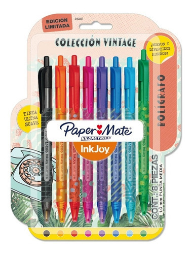 Imagen 1 de 1 de Lapiceras Boligrafo Retractiles Paper Mate Inkjoy X8 Vintage