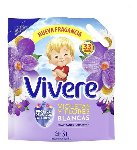 Suavizante Nuevo Vivere Violetas Y Flores Blancas 3 L
