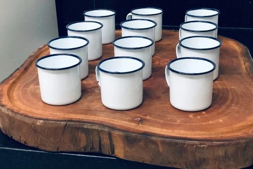Caneca Esmaltada Retro Branca 150ml - 100 Unidades Atacado Cor Branco Liso
