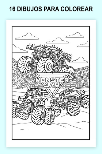 Kit Libro Para Pintar Imprimir Personalizado Monster Jam