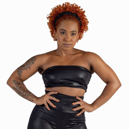 Top Faixa Cropped Cirrê Tecido Tecnológico Feminino