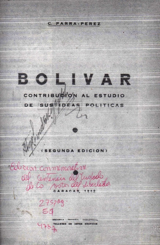 Bolivar Contribucion De Sus Ideas Politicas   Portada Rayada