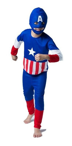 Disfraz De Capitán América,con Guante Lanzatazos 3 A 6 Años.