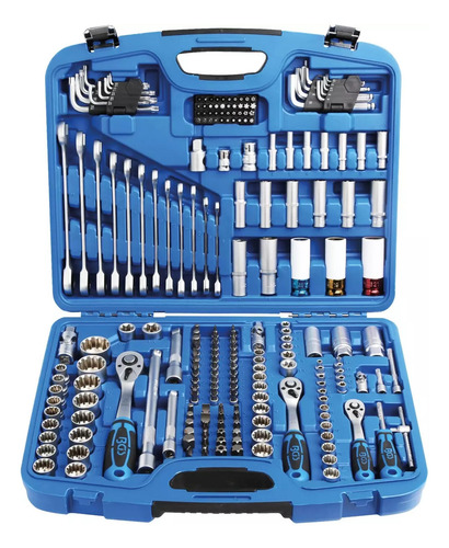 Kit 218 Dados Multiusos 1/4, 3/8, 1/2 Matracas Y Llaves Bgs Color Cromo