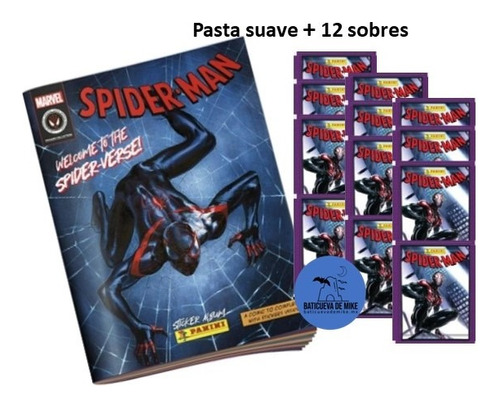 Spiderman Spiderverse Álbum Pasta Suave + 12 Sobres Panini