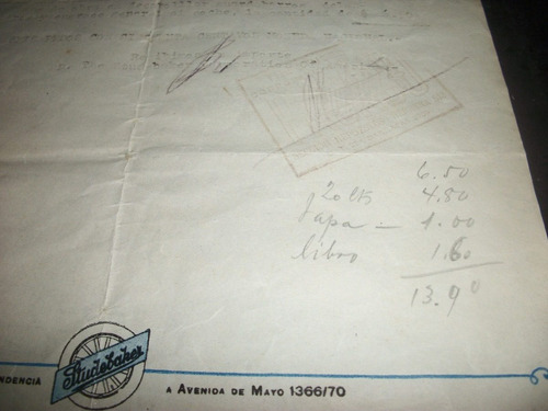 Studebaker Automovilismo - Presupuesto Del Año 1927 - Usado (Usado)