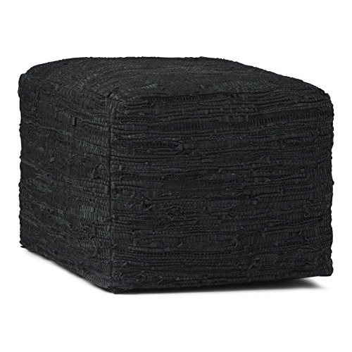 Fredrik Square Pouf, Footstool, Upholstered In Black Wo...