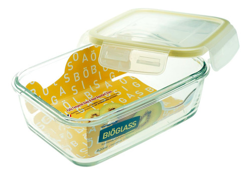 Contenedor Rectangular Con Tapa Vidrio 820ml Komax