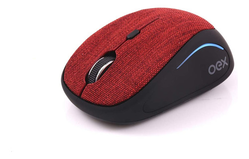 Mouse Sem Fio E Bluetooth 1600 Dpi Tiny Oex Vermelho Ms601