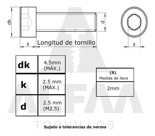 TORNILLO ALLEN CILINDRICO INOXIDABLE M2.5X12 ULTIMATE (10 UNIDADES)