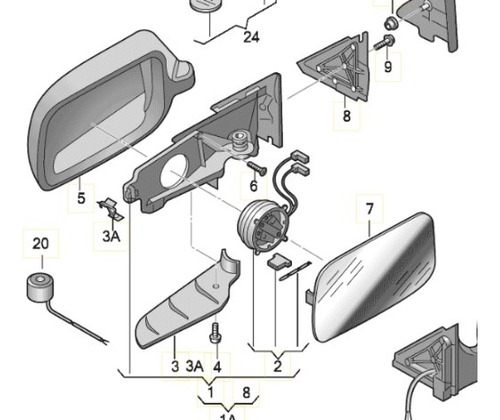 Espejo Exterior Completo Derecho Audi A4 B5 Berlina Avant