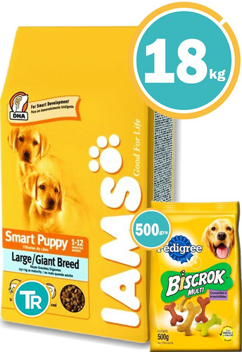 Imagen 1 de 7 de Ración Perro - Iams Cachorros Grandes + Obsequio Y E. Gratis