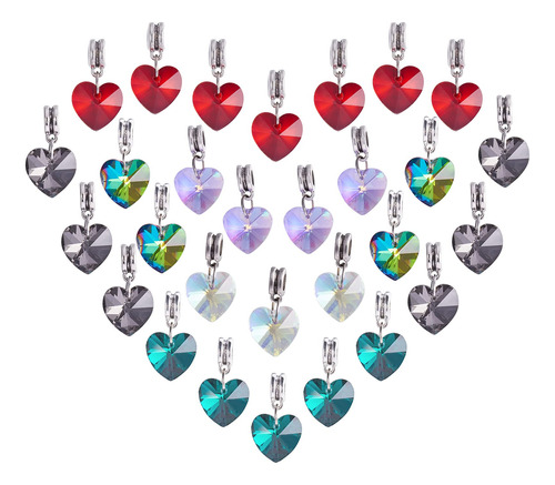 Ph Pandahall Dijes De Cristal De Corazon De 6 Colores, 30 Pi