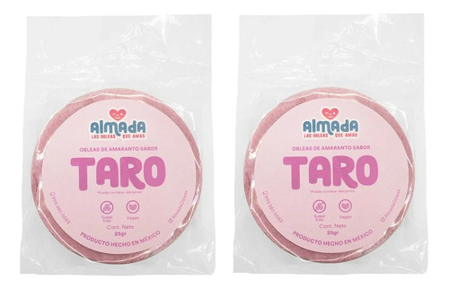 2 Obleas De Amaranto Almada Sabor Taro 25g Sin Azúcar Vegano