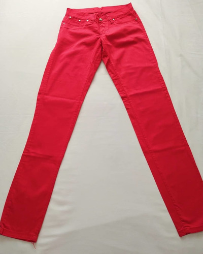 Pantalon Rojo Tipo Tela Gabardina Talle S 