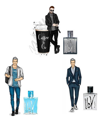3 Perfumes (udv Blue Black E For Men) Ulric De Varens Volume da unidade 100 mL
