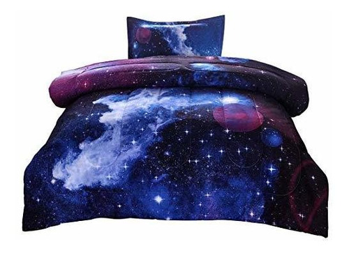 Juego De Edredón Twin Galaxy, Ropa De Cama Con Temáti...