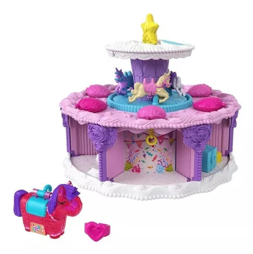 Polly Pocket Conjunto de Brinquedo Mundo de surpresa Bolo de Aniversário