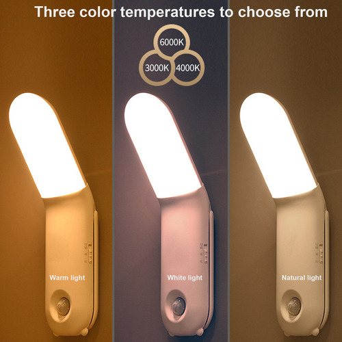 Luz Nocturna Led Con Sensor De Movimiento Y 3 Modos De Color
