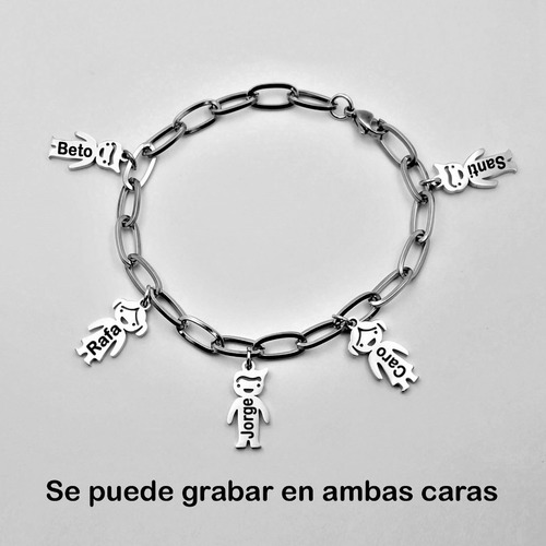 Imagen 2 de 6 de Pulsera 5 Niña/o Acero Chapa De Oro Grabado Láser