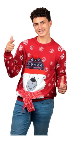 Suéter Navideño Ugly Sweater Oso Polar Rojo Hombre Ghoulish