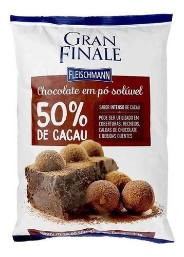 Chocolate Em Pó 50% Cacau Fleischmann 1kg Gran Finale