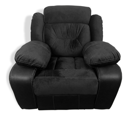 Sillón Reclinable Reposet Sofá Individual Para Hogar Moderno Color Negro