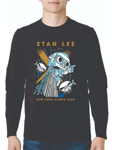 Playera Stan Lee New York Comic Con Super Heroe Manga Larga