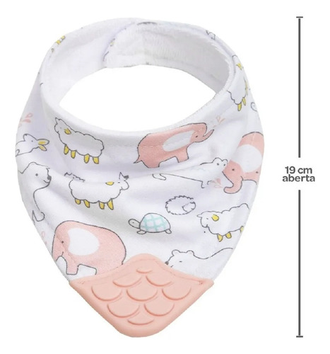 Bandana Infantil Com Mordedor Animais Rosa 15285 - Buba