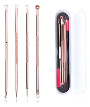 Comprar Extrator Removedor De Cravo Espinha Acne Inox 4 Peças Cureta Dafu cor Rosa