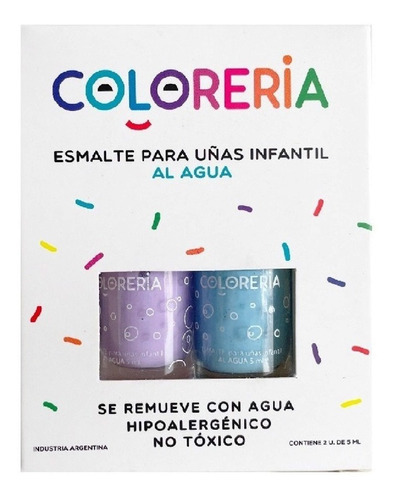 Set X2 Esmalte Infantil Para Niños Al Agua Lavable Coloreria