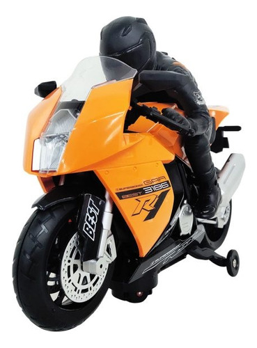 Moto Bate E Volta Sport Laranja Com Boneco Dm Toys Dmt6488