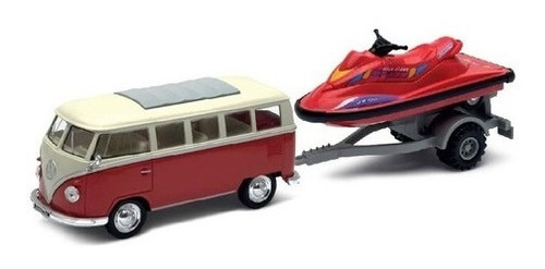 Welly Volkswagen T1 1963 Bus Con Trailer Y Moto De Agua  