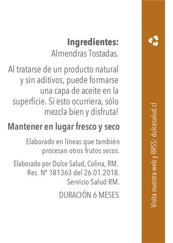 Imagen 4 de 6 de Pasta De Almendras - Marca Dulce Salud