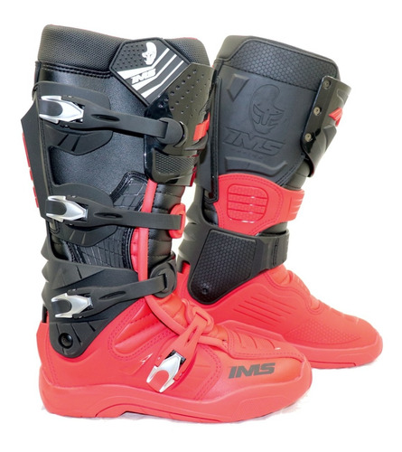 Bota Ims Extreme Preta Vermelha Articulada Motocross Trilha