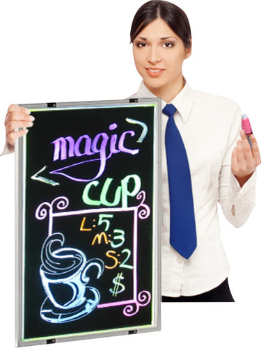 Pizarra Led Fluorescente 70 X 50 + Control Remoto + Plumones