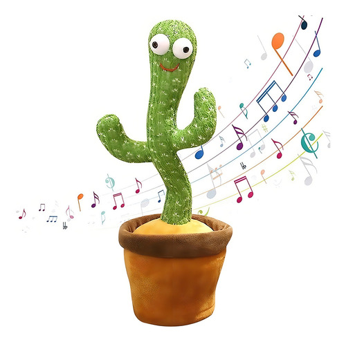 Peluche Cactus Luminoso Juguete Color Verde 60 Canciones Verde