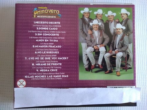 Conjunto Primavera Cd Necesito Decirte (Usado)