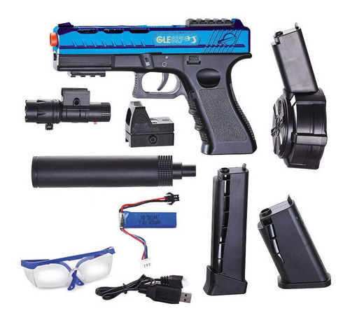 Pistola De Bomba De Agua Eléctrica Glock Azul Oscuro, Config